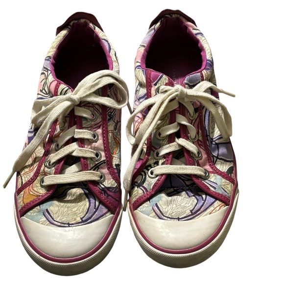 Coach multicolored graphic scribble Poppy Barrett low top sneakers. Women’s 8.5 - Picture 4 of 12